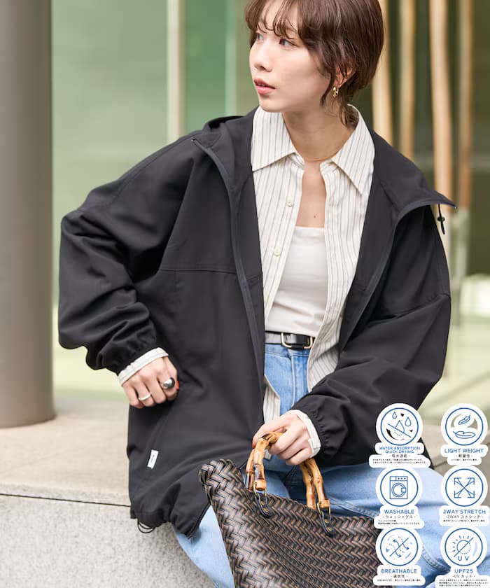 AiRide 撥水抗UV 涼感吸濕排汗彈性 寬版連帽拉鏈外套【限定款】
