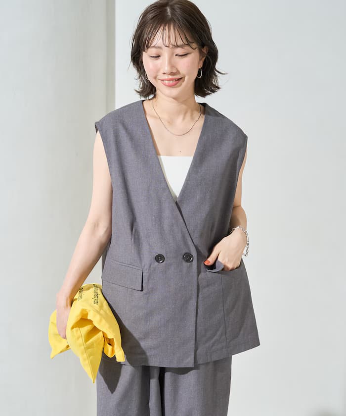 夏日亞麻混紡 無領背心【限定款】
