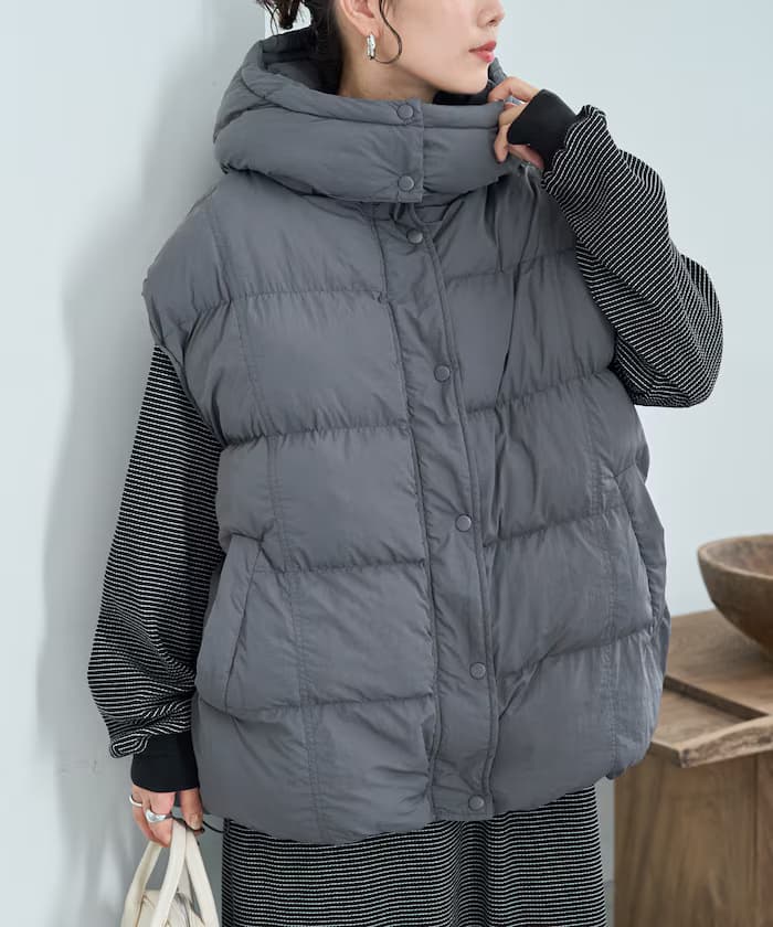 中綿 澎袖 連帽背心【限定款】