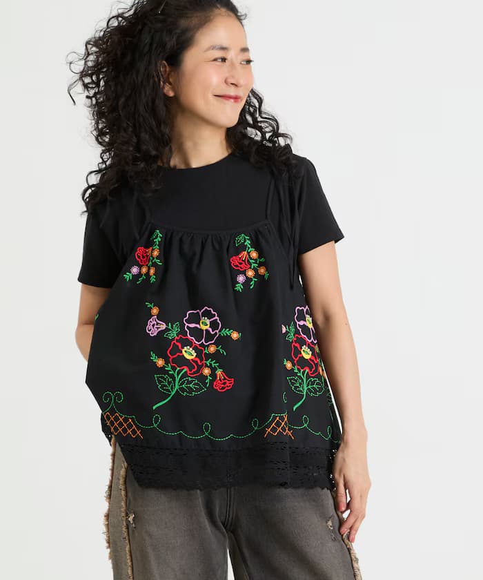 印度風 肩蝴蝶結 刺繡 古著風 細肩帶背心