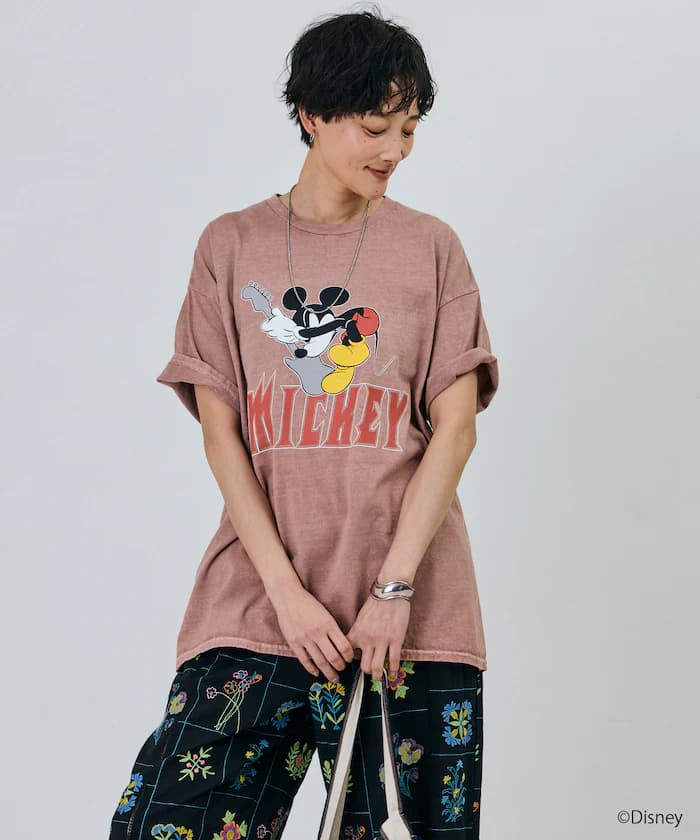 Mickey 搖滾風 寬版短袖T恤