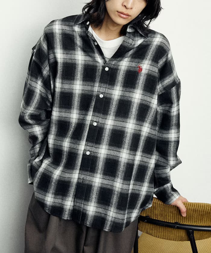 別注法蘭絨格紋襯衫