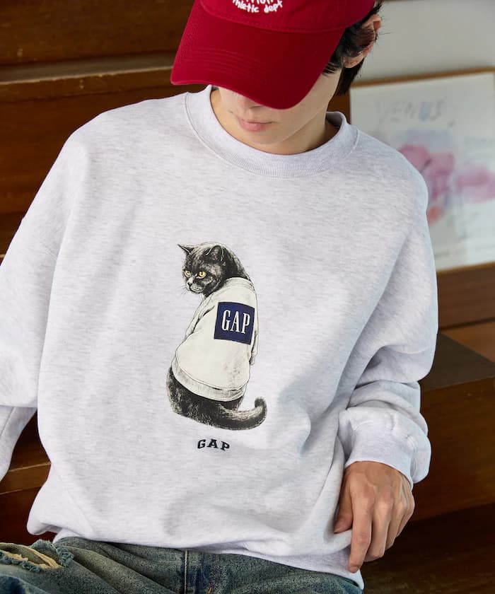 PUBLUX × GAP 聯名限定 貓咪圖案印花 裏起毛 衛衣【限定款】