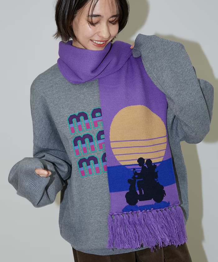 聯名限定 馬里馬里馬里 × PUBLUX END CREDIT 夕陽印花圍巾【限定款】
