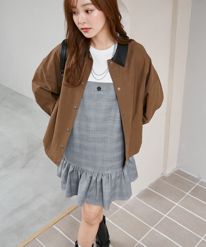 【8月28日 10:00開始販售】MARY QUANT 聯名限定 天鵝絨蝴蝶結 格紋 迷你 細肩帶背心連身裙【限定款】