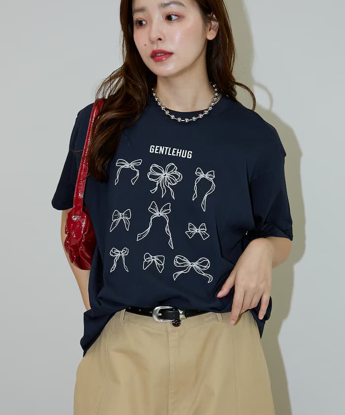 蝴蝶結刺繡 T恤【限定款】