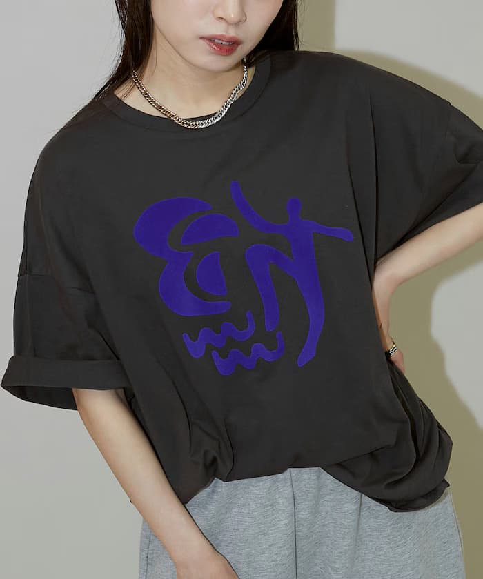 植絨 暈染藝術 寬版T恤【限定款】