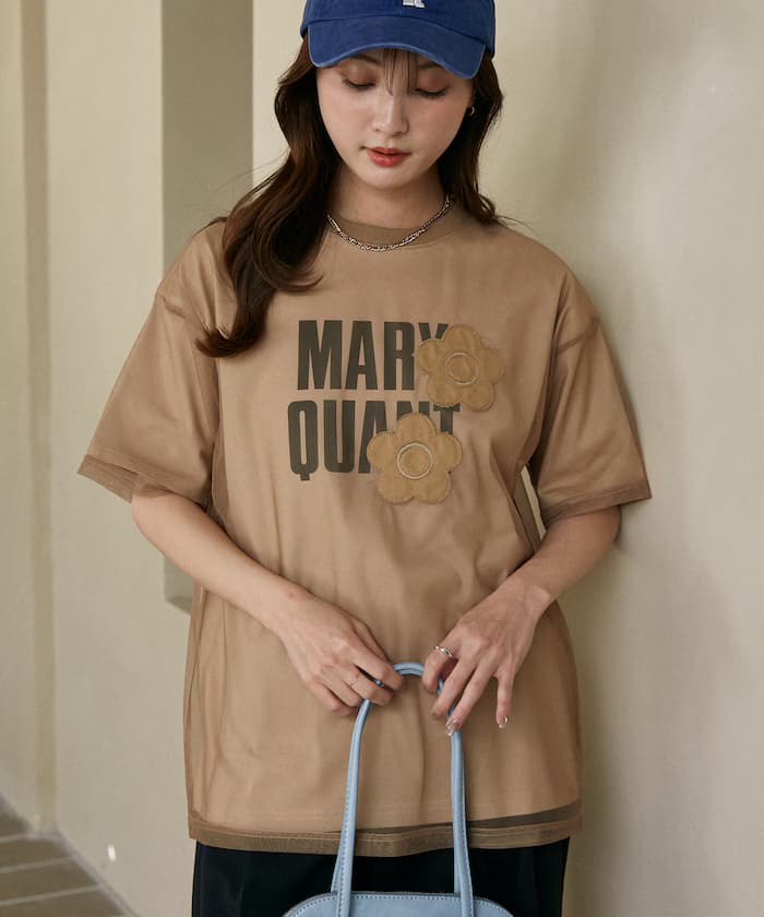 MARY QUANT × PUBLUX 網紗層疊LOGO花卉T恤 限定展開