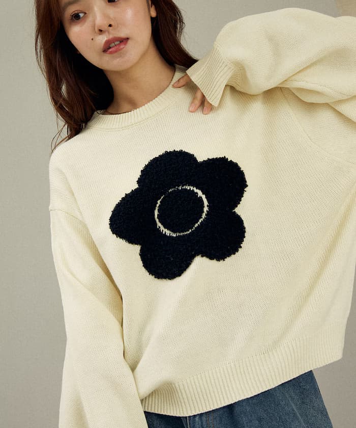 相良花卉紋理藝術提花針織衫 限定展開