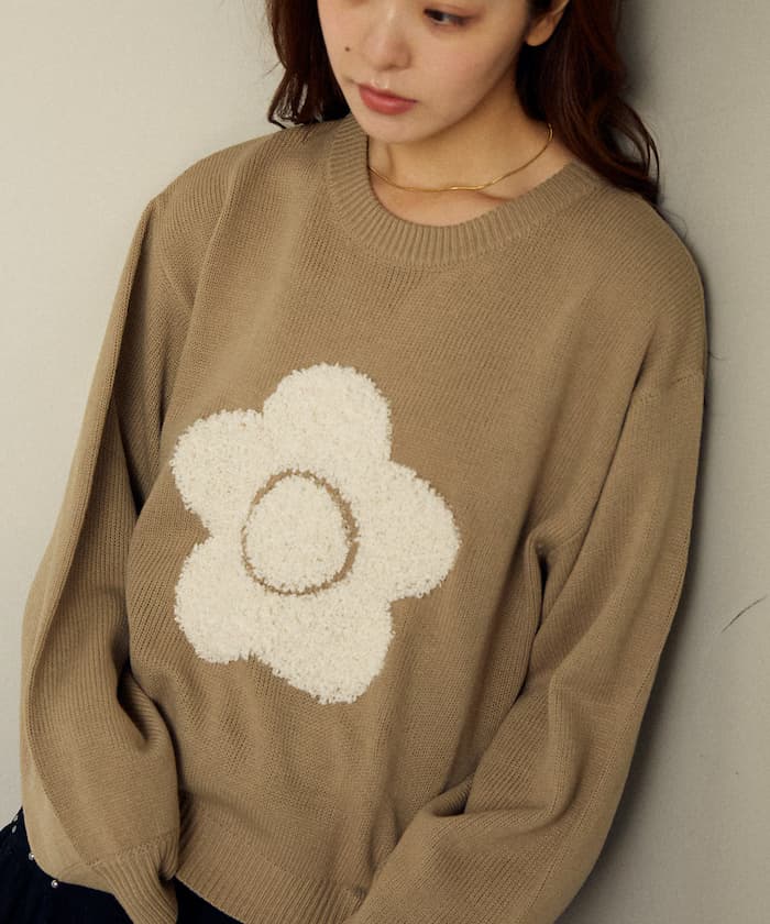 相良花卉紋理藝術提花針織衫 限定展開