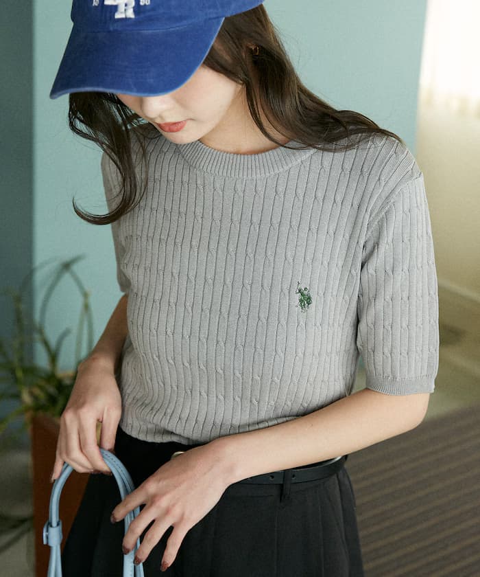 U.S. POLO ASSN. 聯名限定 圓領 麻花針織衫【限定款】