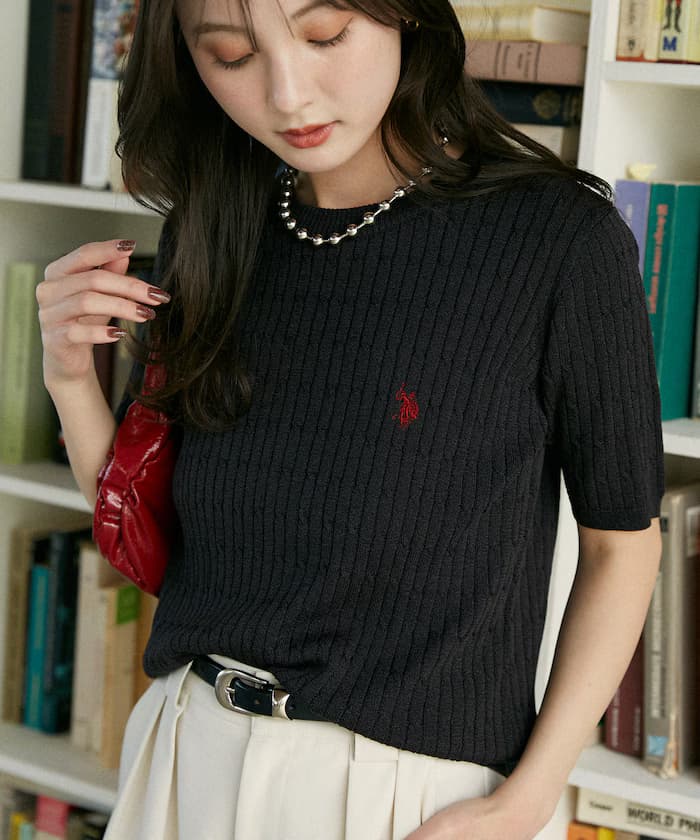 U.S. POLO ASSN. 聯名限定 圓領 麻花針織衫【限定款】