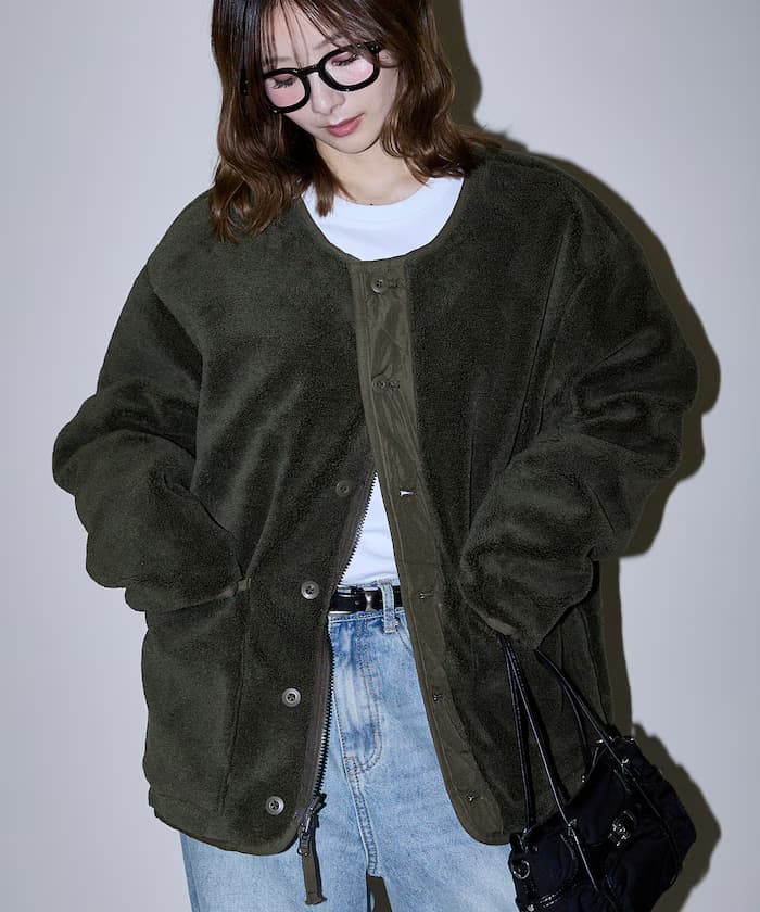 MILITARY REVERSIBLE DOWN BOA CREWNECK JACKET / 軍裝 雙面穿 羽絨×毛絨 圓領外套【限定款】