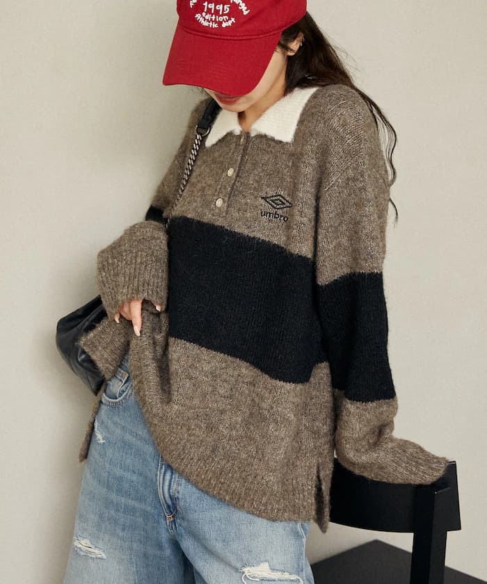 UMBRO × PUBLUX聯名限定 小標誌刺繡 寬版粗針織 Polo衫【限定款】