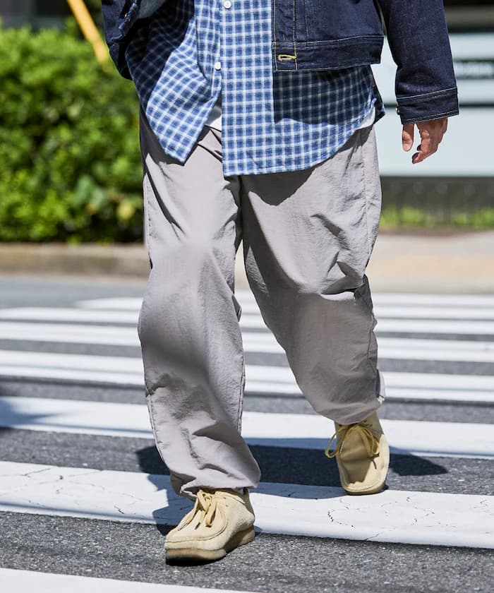 寬版直筒尼龍運動褲 / 錐形鬆緊尼龍褲子