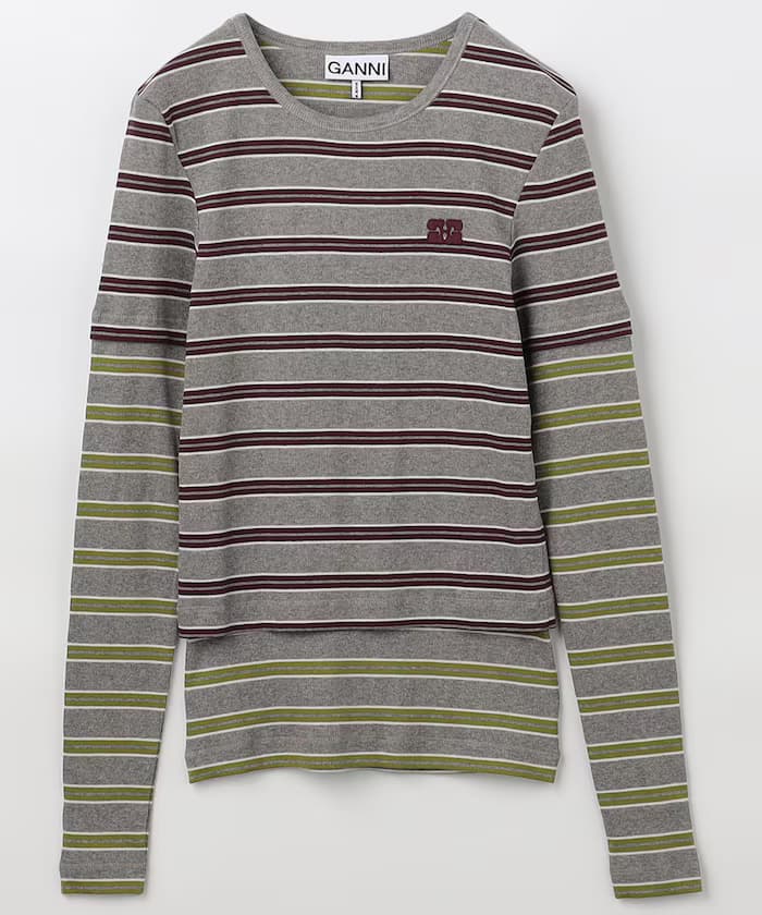 Soft Cotton Rib Long Sleeve Double Stripe