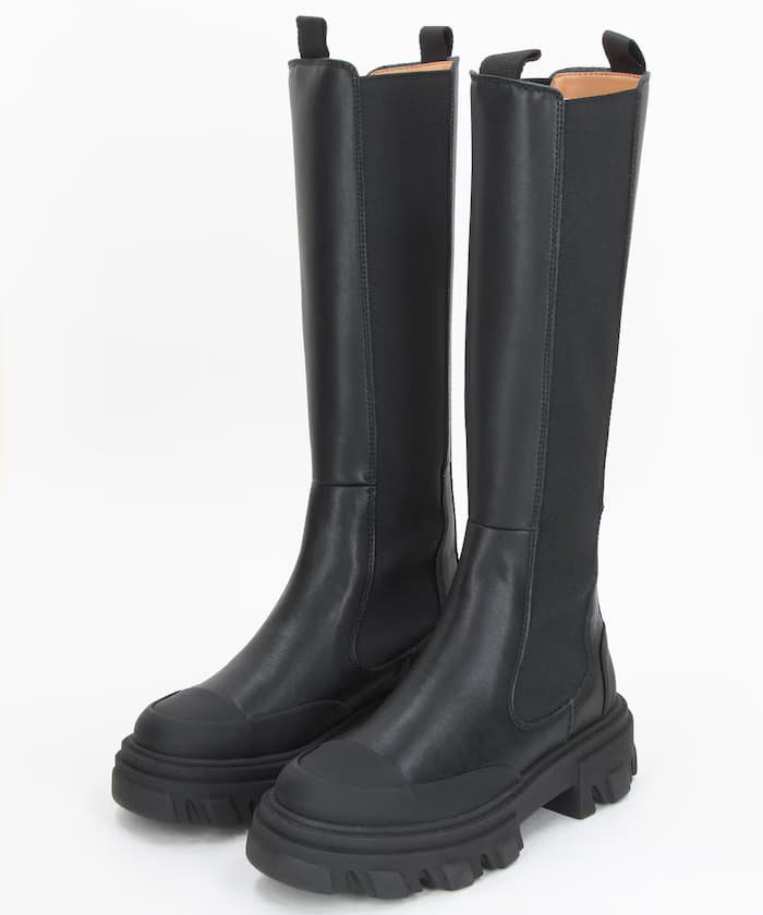 High Chelsea Boot 黑色縫線 厚底長靴 36-38尺寸【限定款】