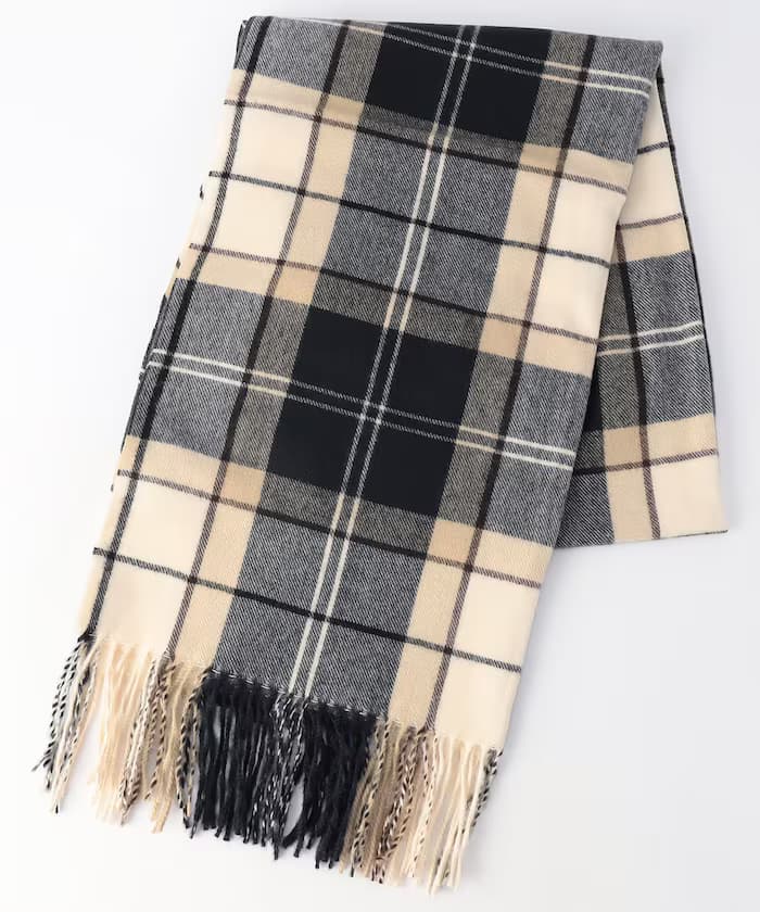 Barbour 限定款 格紋羊毛大披肩圍巾