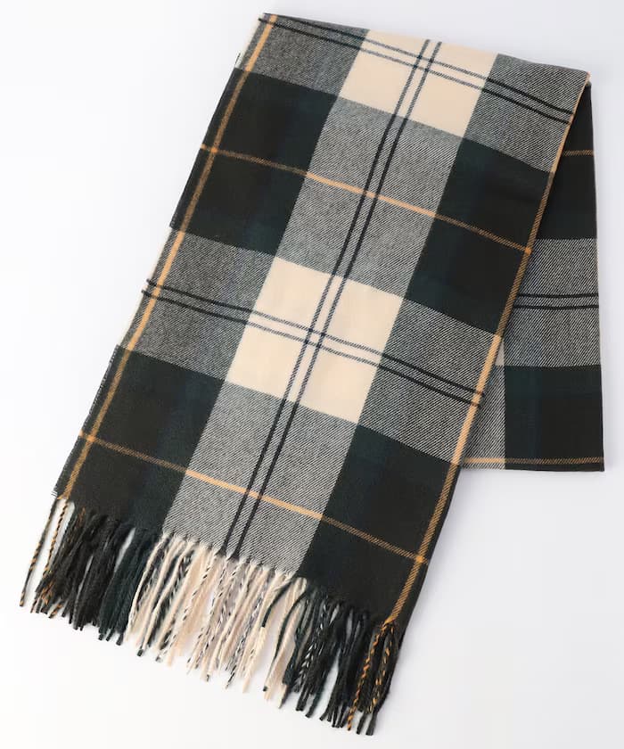 Barbour 限定款 格紋羊毛大披肩圍巾