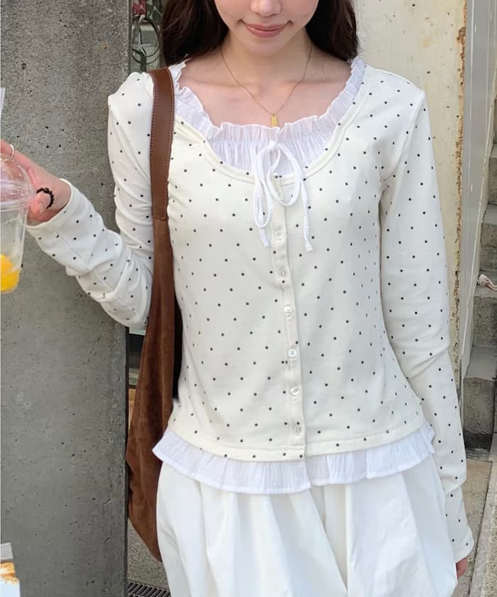 假層次前開釦厚棉上衣