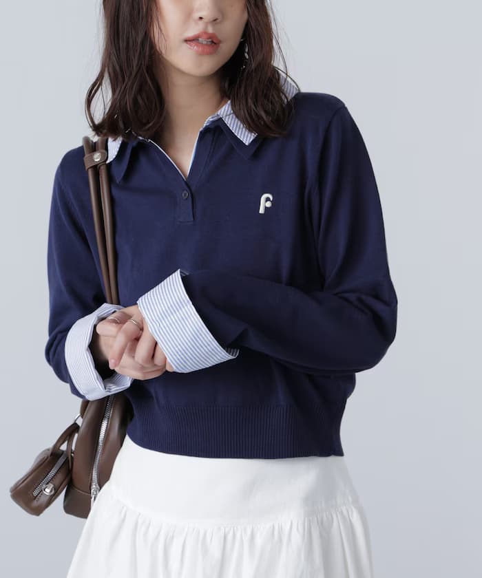襯衫領拼接風 Polo 針織衫