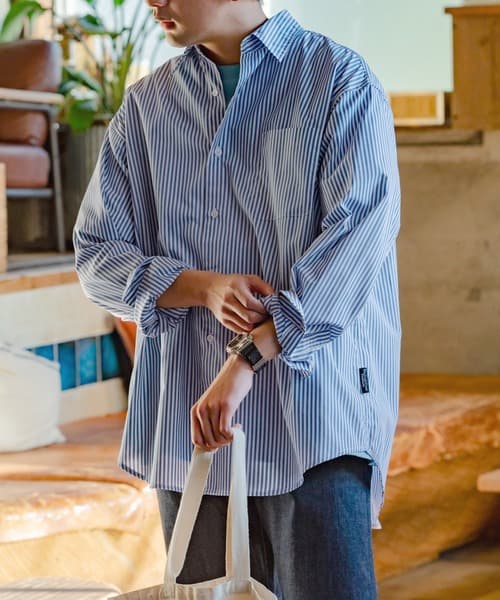 THE CRAFT CREW PRODUCTS 多機能素材 寬版 混色 標準領 長袖襯衫