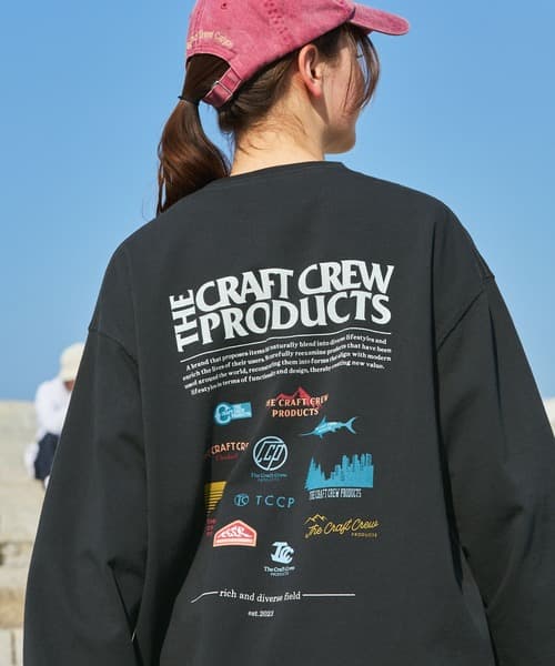 THE CRAFT CREW PRODUCTS 厚磅機能布料 寬版 背面印花圓領長袖T恤 / 抗菌防臭