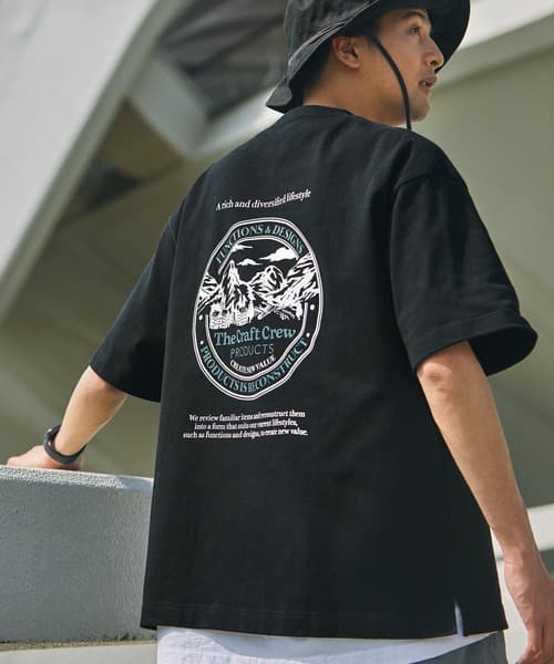 THE CRAFT CREW PRODUCTS 厚磅機能布料 寬版 背面印花圓領短袖T恤 / 抗菌防臭