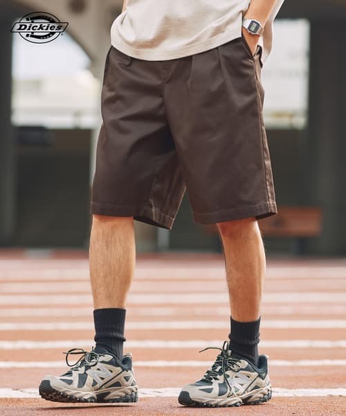 Dickies 聯名限定 TC斜紋 雙褶 鬆緊寬版短褲【THE CRAFT CREW PRODUCTS】