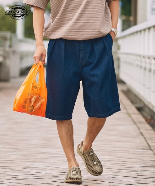Dickies 聯名限定 TC斜紋 雙褶 鬆緊寬版短褲【THE CRAFT CREW PRODUCTS】