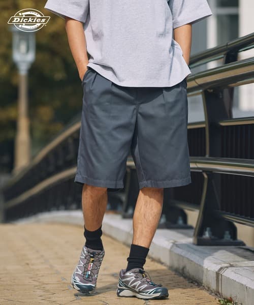 Dickies 聯名限定 TC斜紋 雙褶 鬆緊寬版短褲【THE CRAFT CREW PRODUCTS】