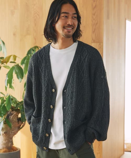 【可水洗】THE CRAFT CREW PRODUCTS 靜電防止 抗起球 麻花針織 V領開衫