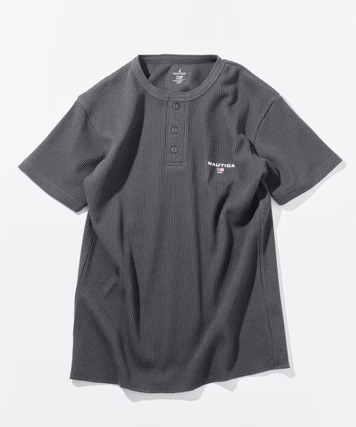 NAUTICA Essential 貼身版型 短袖 亨利領 格紋T恤