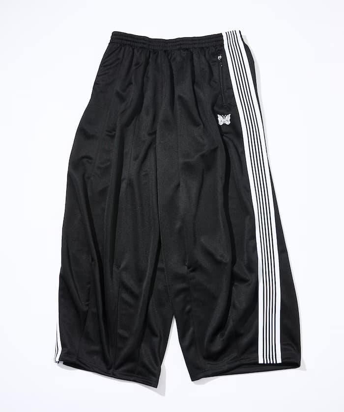 NEEDLES × FREAK'S STORE 聯名限定 PolySmooth 寬版運動褲 黑白配色