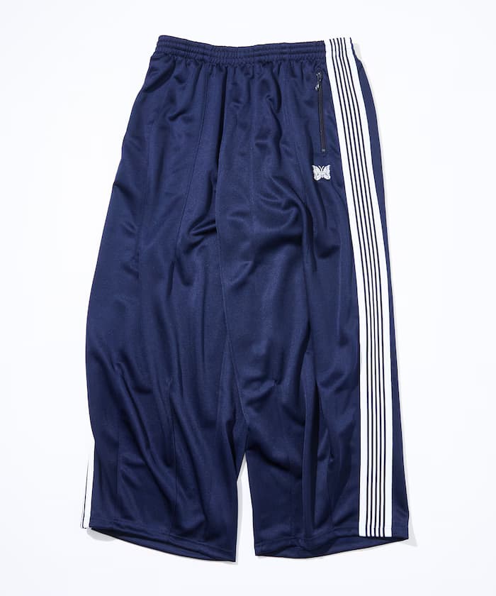 NEEDLES 聯名限定 H.D.Track Pant PolySmooth 寬版運動褲【海軍藍×白】