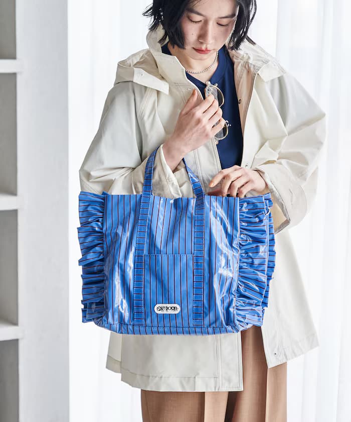OUTDOOR PRODUCTS × FREAK'S STORE 聯名限定 2WAY 條紋 PVC 托特包