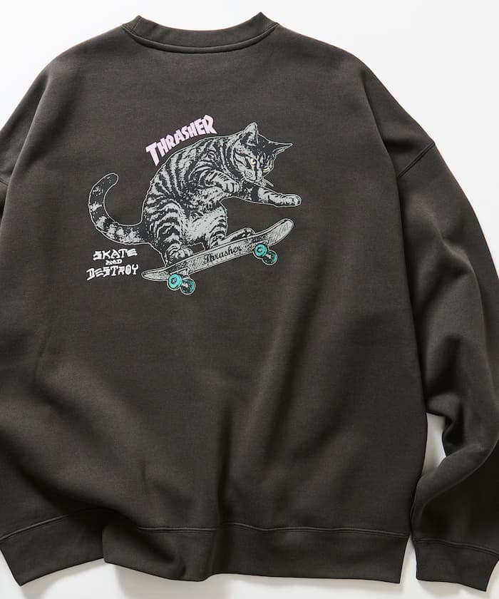 THRASHER 聯名限定 貓咪背面印花 圓領衛衣【限定款】