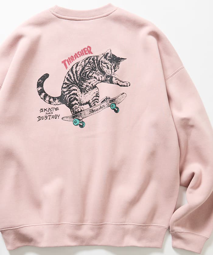 THRASHER 聯名限定 貓咪背面印花 圓領衛衣【限定款】