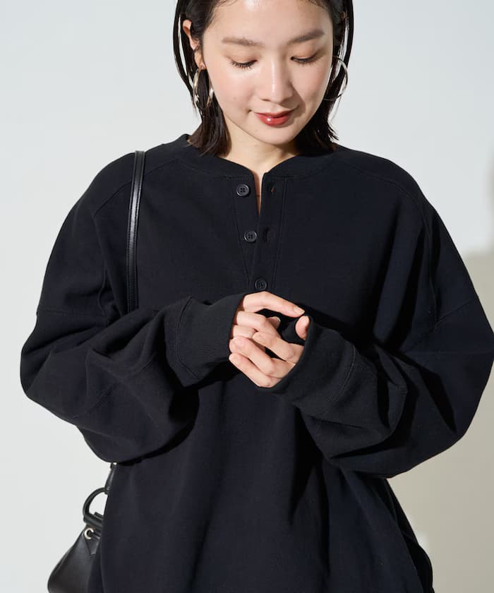 厚棉 亨利領 寬版衛衣【限定款】